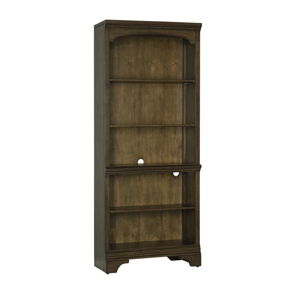 Tia Bookcase | 78" | 5 Tier | Adjustable Shelves | Oak Brown