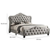 87 Inch Classic Upholstered Queen Size Bed Scalloped Button Tufted Gray By Casagear Home BM280394
