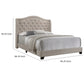 Queen Size Bed Beige Fabric Upholstered Camel Back Button Tufted By Casagear Home BM280398
