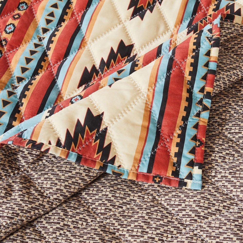 Linda 3 Piece King Quilt Set Tribal Pattern Diamond Design Multicolor By Casagear Home BM280407