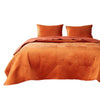 Ahab 3 Piece Velvet Full Quilt Set, Diamond Quilting Design, Orange By Casagear Home