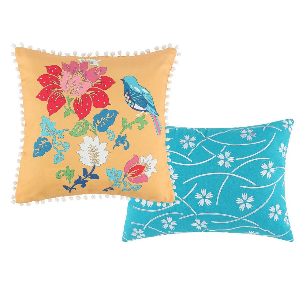 Sama 4 Piece Reversible Twin Quilt Set Floral Print Patterns Multicolor By Casagear Home BM280414