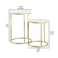22 17 Inch Modern 2 Piece Nesting End Table Set White Marble Top Gold By Casagear Home BM280460