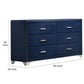 Cale 60 Inch Modern Glam Wood Dresser 6 Drawer Velvet Nailhead Blue By Casagear Home BM280482