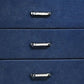 Cale 44 Inch Modern Glam Tall 5 Drawer Dresser Chest Nailhead Blue Velvet By Casagear Home BM280483