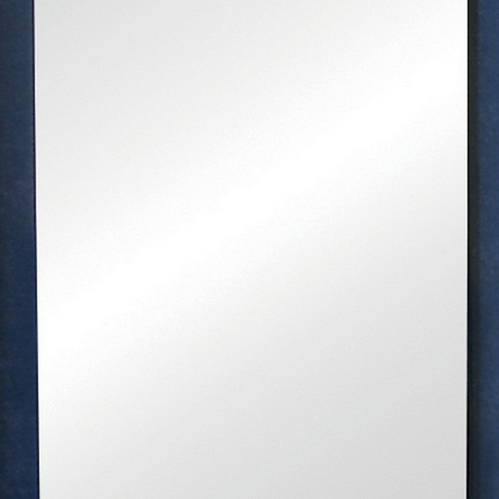 Cale 40 Inch Modern Glam Portrait Mirror Nailhead Blue Velvet Upholstered By Casagear Home BM280484