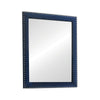 Cale 40 Inch Modern Glam Portrait Mirror, Nailhead, Blue Velvet Upholstered By Casagear Home