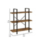 Ana 40 Inch Wood Bookcase 3 Shelves Crossed Metal Design Rustic Brown By Casagear Home BM280486