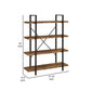 Ana 55 Inch Wood Bookcase 4 Shelves Crossed Metal Design Rustic Brown By Casagear Home BM280487