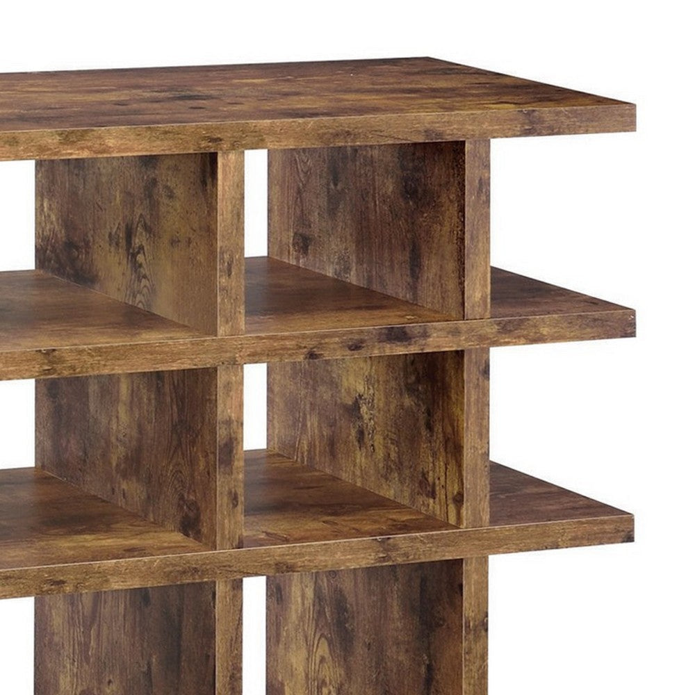 63 Inch Wood Bookcase 3 Tier Divided Shelves Vertical Rustic Brown By Casagear Home BM280494