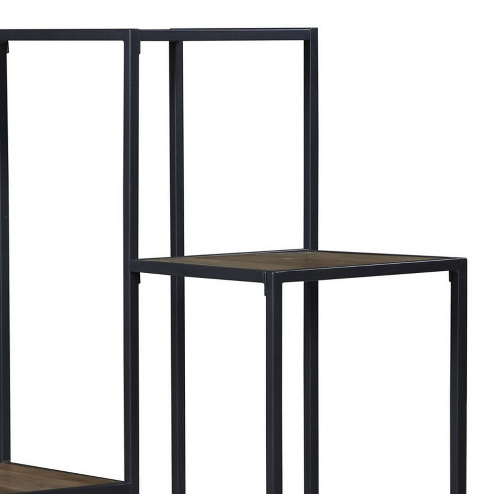 50 Inch 4 Tier Design Display Shelf Metal Frame Industrial Brown Black By Casagear Home BM280495