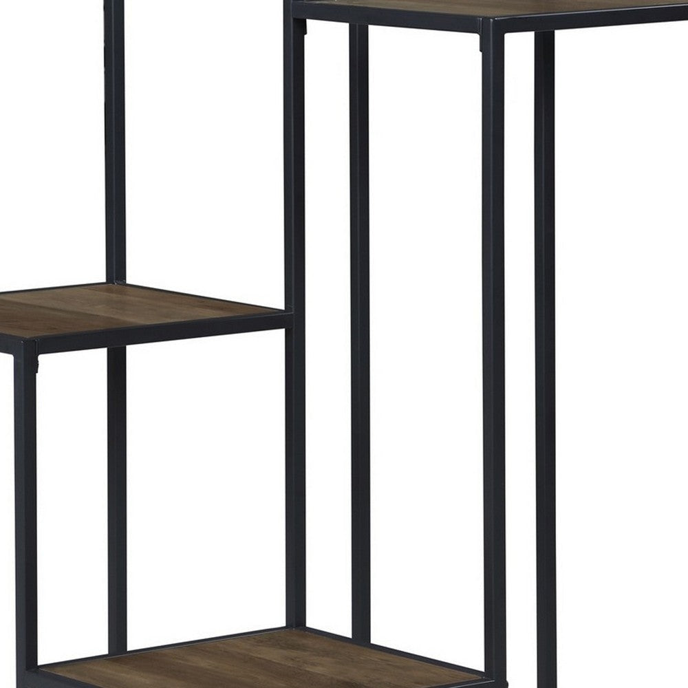50 Inch 4 Tier Design Display Shelf Metal Frame Industrial Brown Black By Casagear Home BM280495