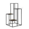 50 Inch 4 Tier Design Display Shelf, Metal Frame, Industrial, Brown, Black By Casagear Home