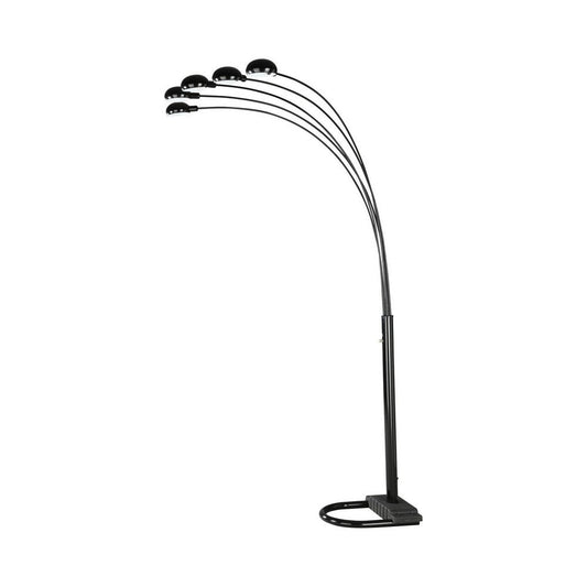 Floor Lamp | 92" | 5 Dome Shades | Dimmer | Black