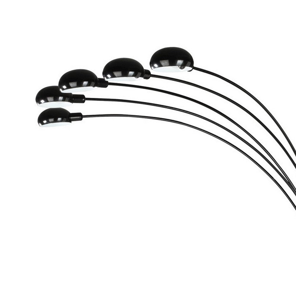 92 Inch Modern Floor Lamp 5 Dome Shades Dimmer Switch Black By Casagear Home BM280498