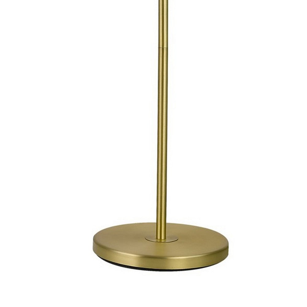 60 Inch Modern Floor Lamp Dome Shade Round Metal Base Brass By Casagear Home BM280500