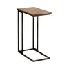24 Inch Modern C Shape Side End Table, 2 USB, 1 Charging Port, Brown, Black By Casagear Home