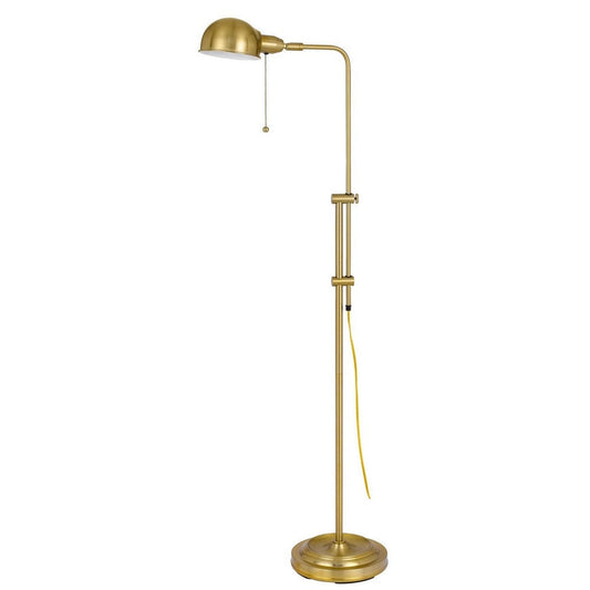 58 Inch Metal Floor Lamp, Adjustable Height, Chain Switch, Antique Brass By Casagear Home