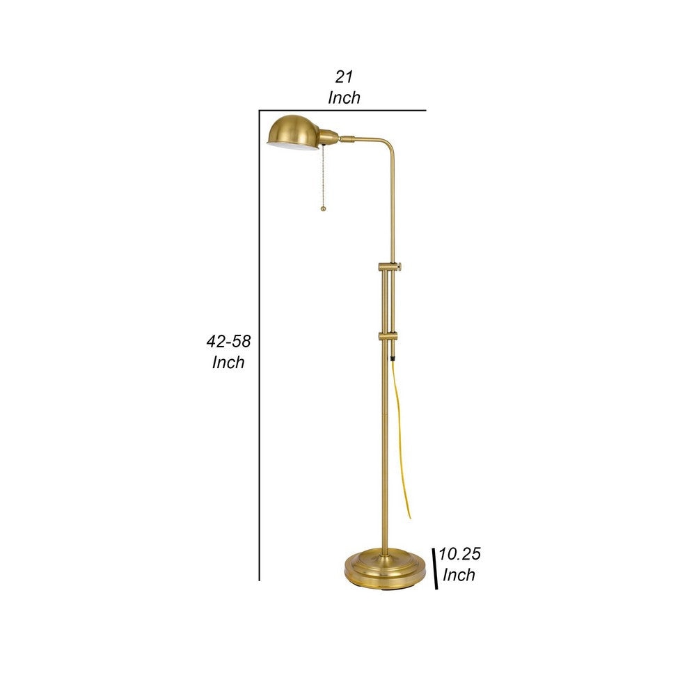 58 Inch Metal Floor Lamp Adjustable Height Chain Switch Antique Brass By Casagear Home BM280512