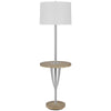 Charlie Floor Lamp | 61" | Wood Table | USB | White, Brown