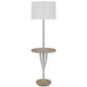 Charlie Floor Lamp | 61" | Wood Table | USB | White, Brown