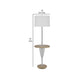 Charlie 61 Inch Modern Floor Lamp Wood Table 1 USB Glossy White Brown By Casagear Home BM280525