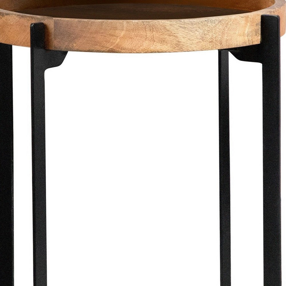 24 Inch Modern End Accent Table Round Marble Shelf Wood White Brown By Casagear Home BM280571