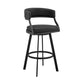 Beth 26 Inch Counter Stool, Curved Back, Swivel Chair, Faux Leather, Black By Casagear Home