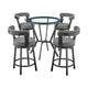 Clara Dining Set | 5 Piece | Round Counter Bar | Gray Faux Leather, Black