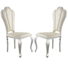 Kuri Dining Chair | 23" | Scalloped Back | Faux Leather | Set of 2 | Beige
