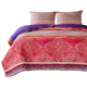 Dora 3 Piece Bohemian King Quilt Set, Medallion, Paisley, Pink, Blue By Casagear Home
