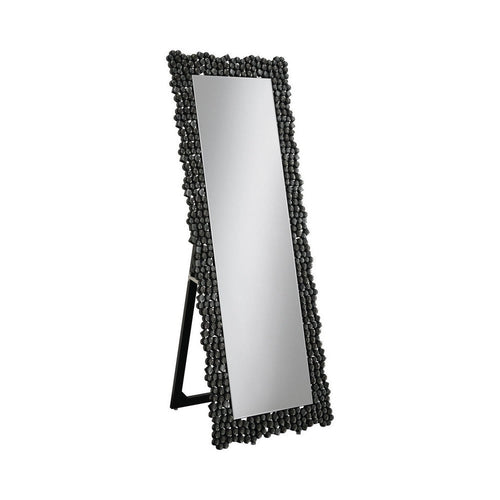 Floor Mirror | 63" | Portrait | Rhinestone Inlay | Cheval | Black
