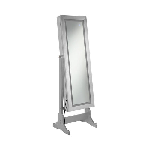 Cheval Mirror | 58" | Full Body | Jewelry Storage | LED | Silver