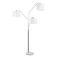84 Inch Modern Floor Lamp, Three Drum Shades, Marble Base, White, Silver By Casagear Home