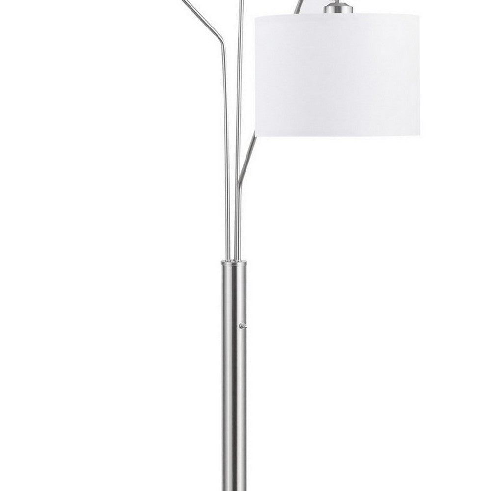84 Inch Modern Floor Lamp Three Drum Shades Marble Base White Silver By Casagear Home BM282024