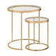 Nesting Tables | 23" Round | Glass | Metal Base | Set of 2 | Gold, Clear