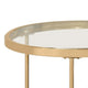 23 Inch Round Nesting Tables Glass Metal Base Set of 2 Gold Clear By Casagear Home BM282033
