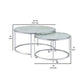 18 Inch Marbled Glass Nesting Accent Tables Round Top Metal Set of 2 By Casagear Home BM282034