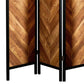 70 Inch Modern 3 Panel Folding Room Divider Herringbone Pattern Brown By Casagear Home BM282036