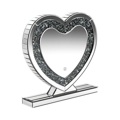 Theo Vanity Mirror | 20" | Heart | Crystal Trim | Silver