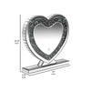 Theo 20 Inch Modern Vanity Table Mirror Heart Crystal Trim Glass Silver By Casagear Home BM282039