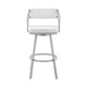 Lyla 26 Inch Counter Height Stool Swivel Faux Leather White Silver By Casagear Home BM282052