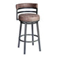 Eva 26 Inch Swivel Counter Stool, Vegan Leather, Curved Back, Washed Brown By Casagear Home