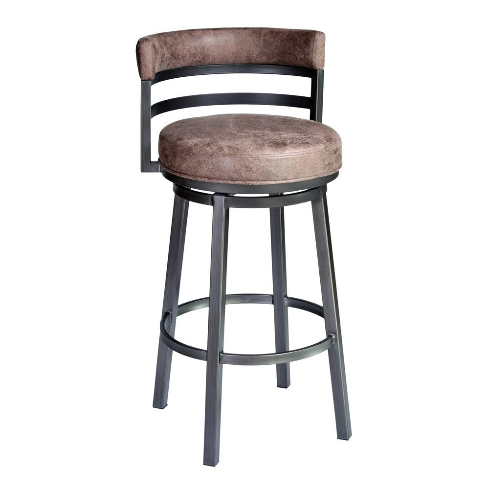 Eva Counter Stool | 26" | Swivel | Faux Leather | Curved Back | Brown