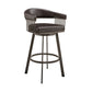 Oliver 26 Inch Modern Counter Stool, Vegan Faux Leather, Swivel, Dark Brown By Casagear Home
