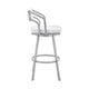 Blake 26 Inch Swivel Counter Stool Open Back Silver White Faux Leather By Casagear Home BM282093