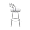 Blake 26 Inch Swivel Counter Stool Open Back Silver White Faux Leather By Casagear Home BM282093