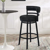 Eva 26 Inch Swivel Counter Stool Chair, Vegan Leather, Curved Back, Black By Casagear Home