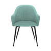 23 Inch Modern Dining Chair Curved Back Polyester Metal Legs Teal Blue By Casagear Home BM282120