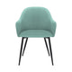 23 Inch Modern Dining Chair Curved Back Polyester Metal Legs Teal Blue By Casagear Home BM282120